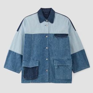 The Everlane x Marques' Almeida Denim Patchwork Jacket exclusive. Size M